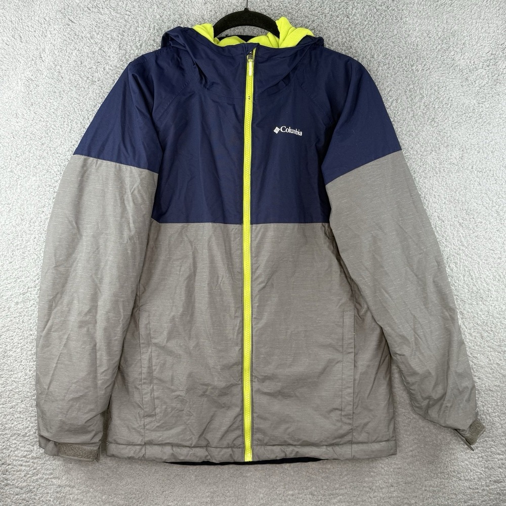 Columbia Ski Jacket Kid's Omni Heat Hooded Full Zip Rain Shell Omni Tech Blue XL